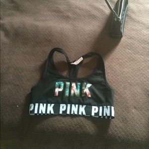 PINK logo sports bra