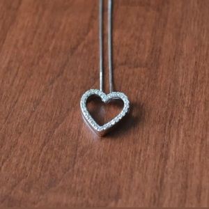 14k white gold heart diamond necklace