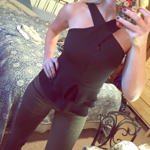 Bebe Black Peblum Top