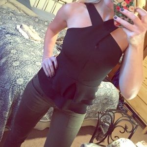 Bebe Black Peblum Top