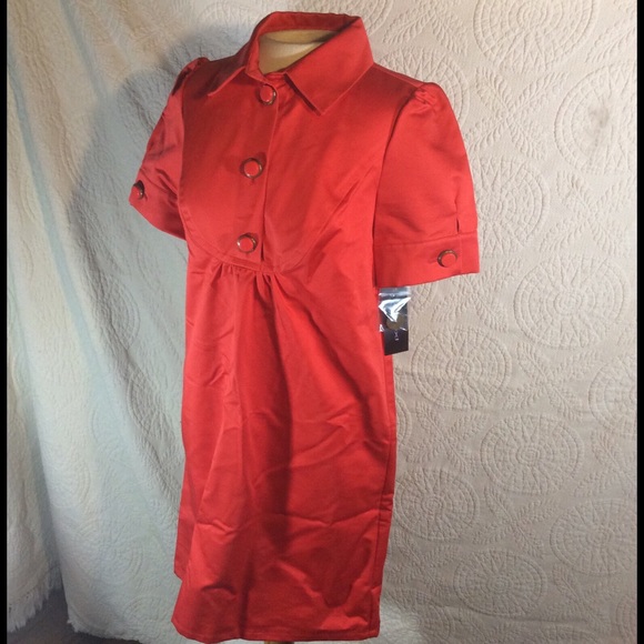 NWT Context orange button smocked dress