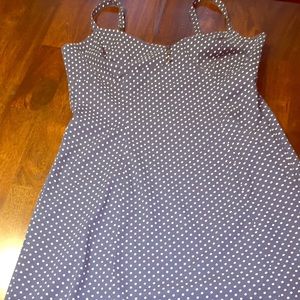 NY & Co navy/white polka dot dress size 12