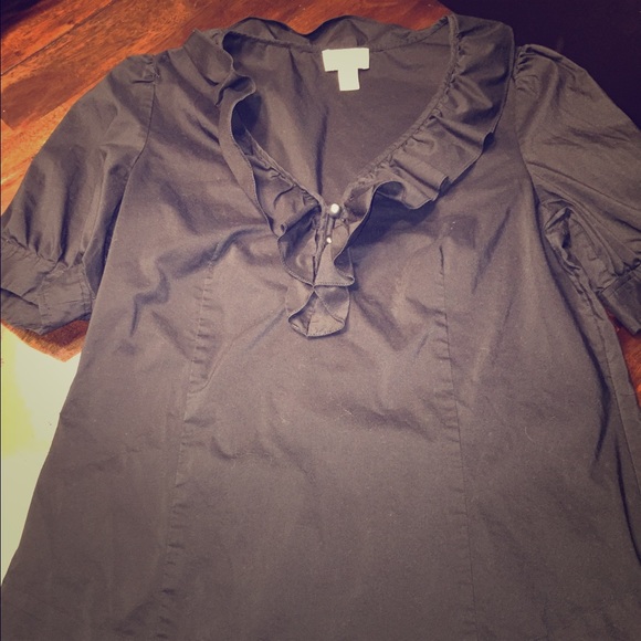 LOFT black ruffle collar and side zip size 12