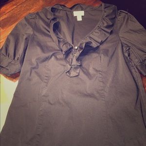 LOFT black ruffle collar and side zip size 12