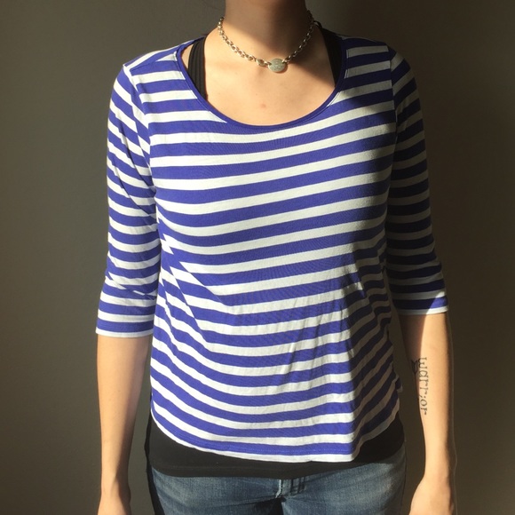 White and Blue horizontal striped tee (H&M)