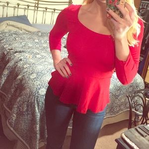 Express HOT RED Peplum Top