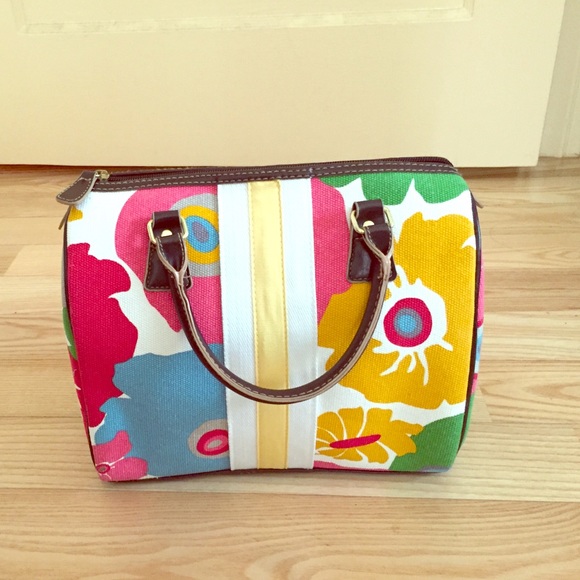 Handbags - NEW floral summer bag with brown leather handles