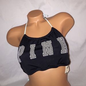 VS PINK Black/Mint Green Scrunch Bikini Swim Top