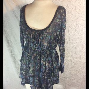 Sheer boho floral Free People dress S