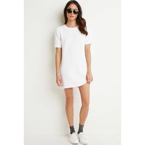 White Shift T-Shirt Dress Cap Short Sleeves