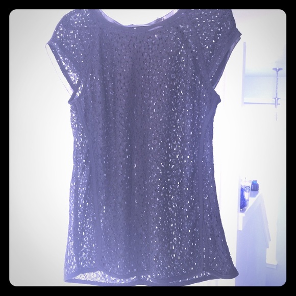 Lace eyelet black top