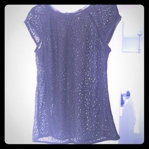 Lace eyelet black top