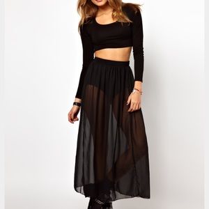 American Apparel long black chiffon skirt