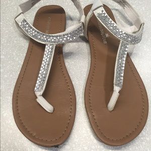 white sandals