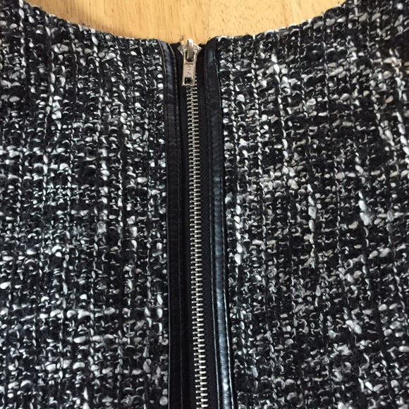 SOLD! Black Tweed Dress with Leather Details - Picture 2 of 4