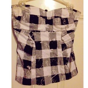 Strapless plaid top
