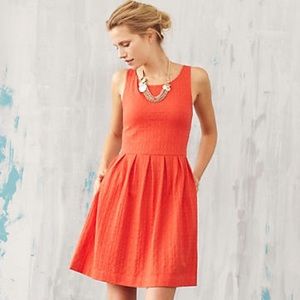 Orange fit and flare dress