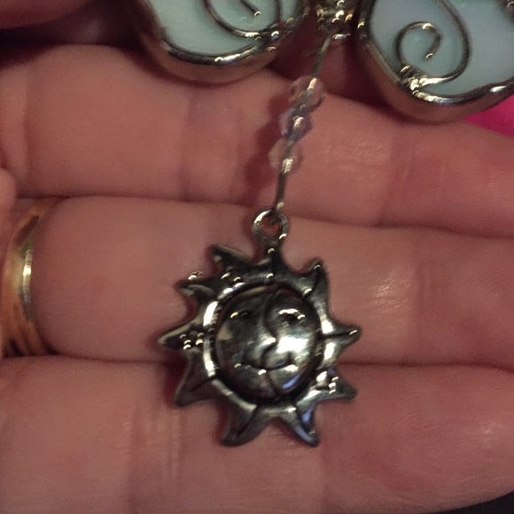 Lg Butterfly Pendant with sml Sun/Moon charm - Picture 4 of 4