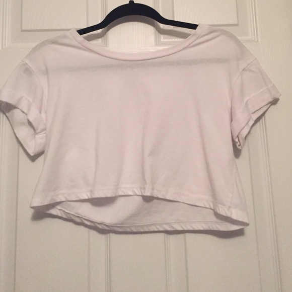 plain white crop top.