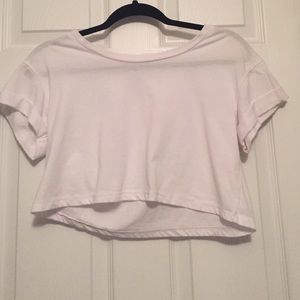 plain white crop top.
