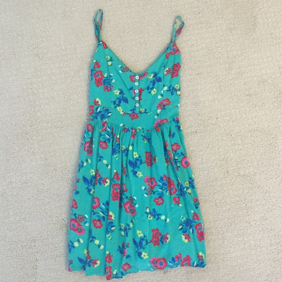 hollister teal floral dress - Picture 1 of 2