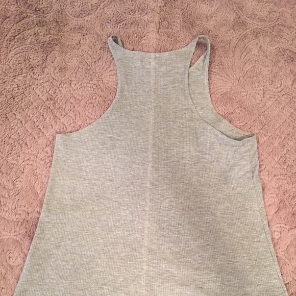 Madison & Berkeley Ribbed Racerback Tank Grey L - Picture 2 of 4
