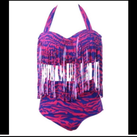 High waisted fringe bathing suit!