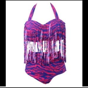 High waisted fringe bathing suit!