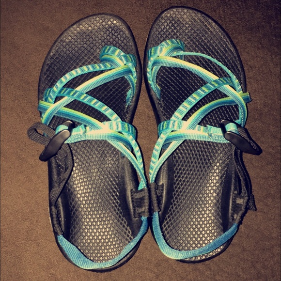 Womens teal an lime green chacos like new. Size 7!