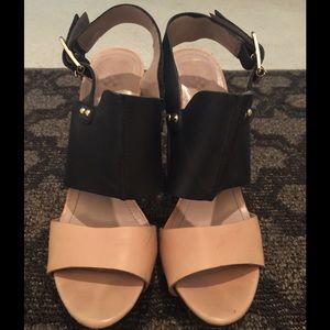 Persh tan/black platform heels