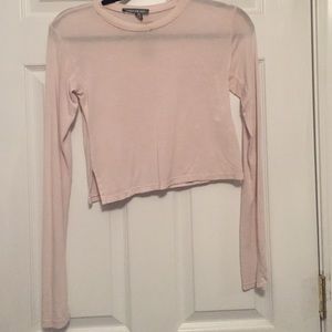 plain baby rose long sleeve crop top.