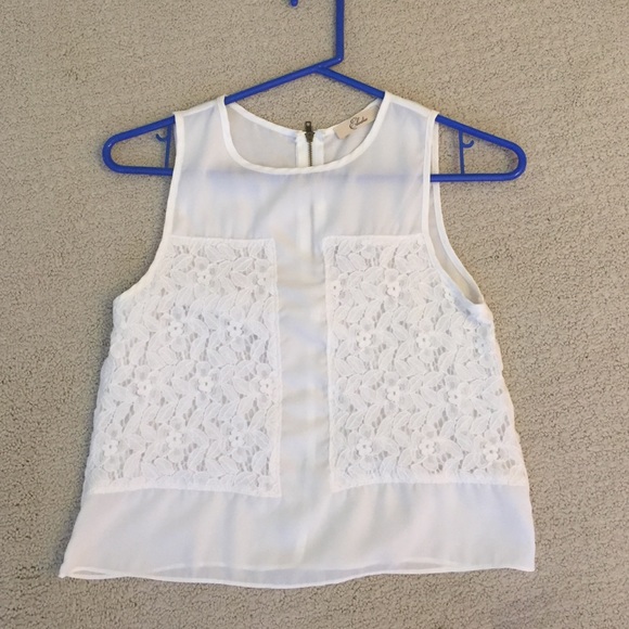 white sheer top with lace details - Picture 1 of 3