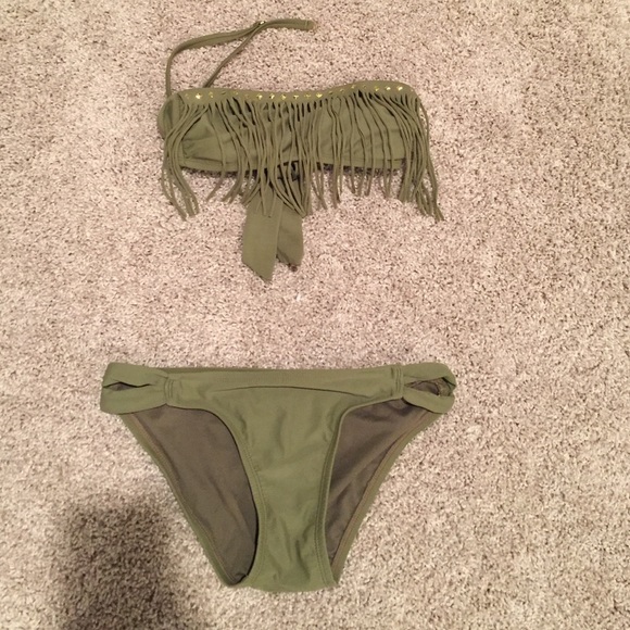 Army green swim suit