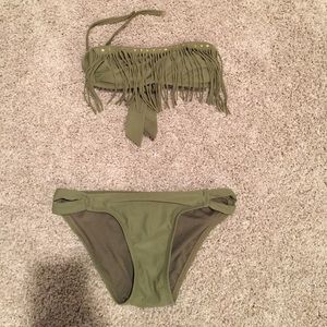 Army green swim suit
