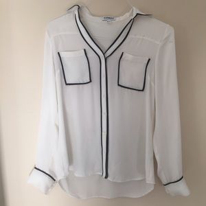 Stylish White and Black Express Button Down