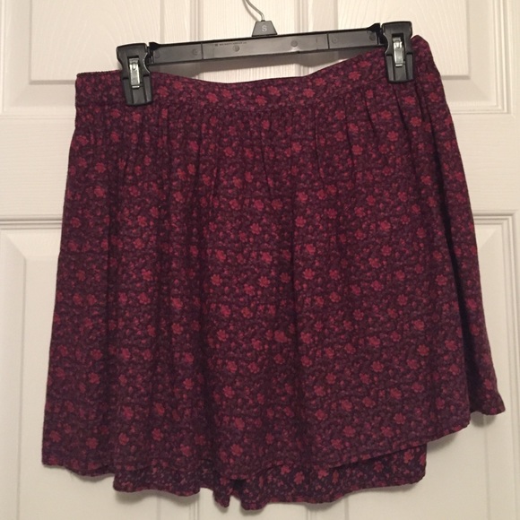 Maroon & burgundy floral skirt.