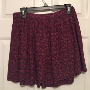Maroon & burgundy floral skirt.