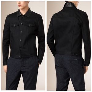 Sold Mens Burberry black denim Jean jacket XL $795