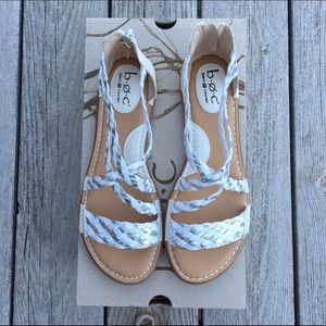 NEW boc white/silver braided Candee sandal.