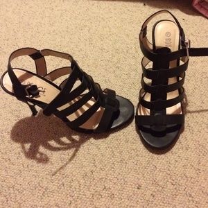 Black strappy heels