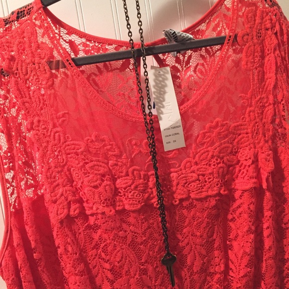 Coral Lace Dress - Picture 2 of 3
