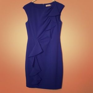 Blue Calvin Klein dress with ruffle
