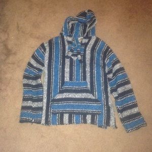 Blue and Black Baja Poncho