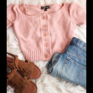 Bebe Crop Sweater in blush pink