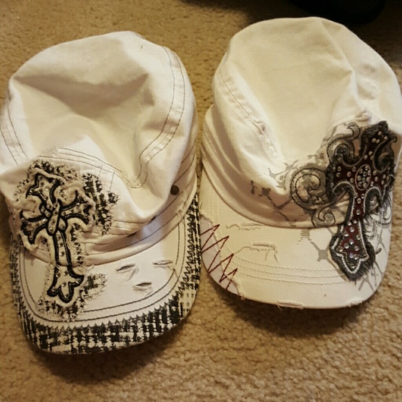 White BKE and KBETHOS cross hats