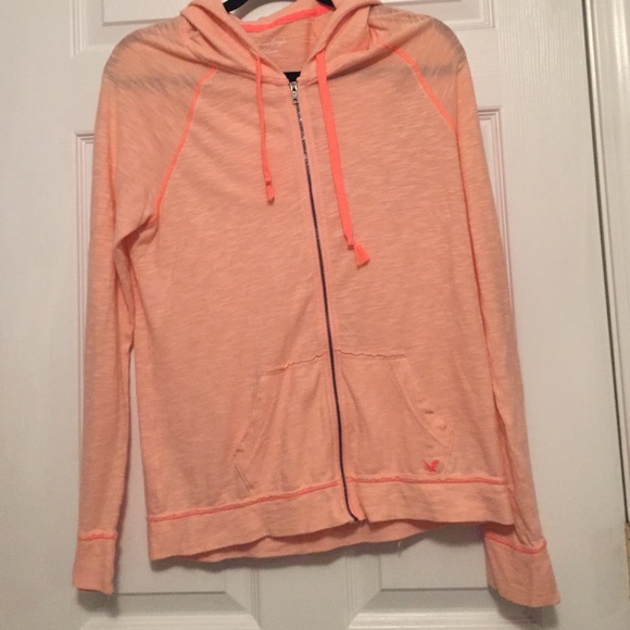 neon coral zip up light jacket.