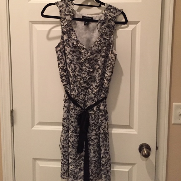Black Floral Belted Dress