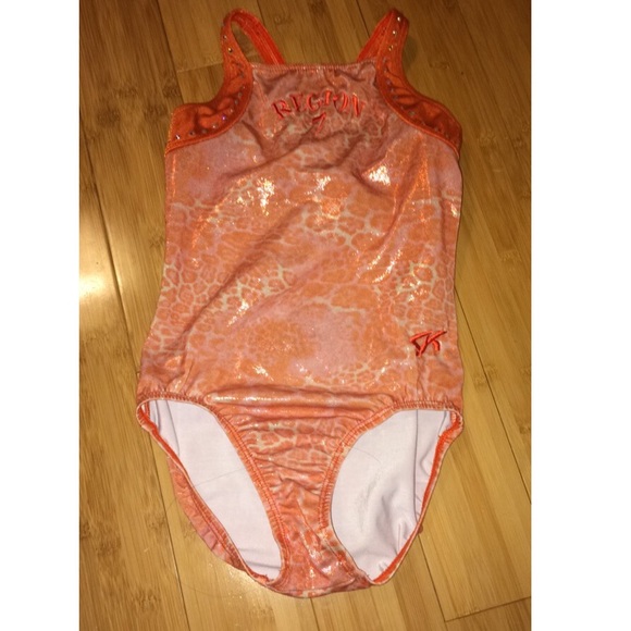 Orange Cheetah Print "Region 7" Gymnastics Leotard