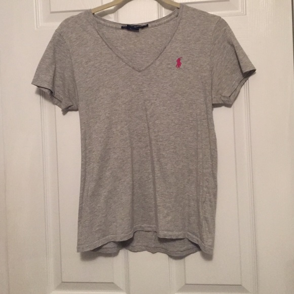 grey vneck polo.