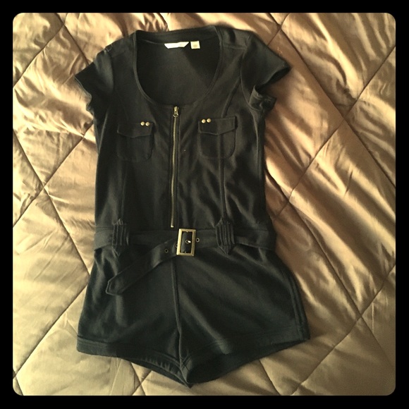 Cute black belted romper